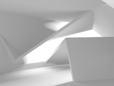 Beyaz Modern Arkaplan. Soyut Bina Konsepti. 3d Hazırlama