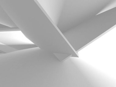 Beyaz Modern Arkaplan. Soyut Bina Konsepti. 3d Hazırlama