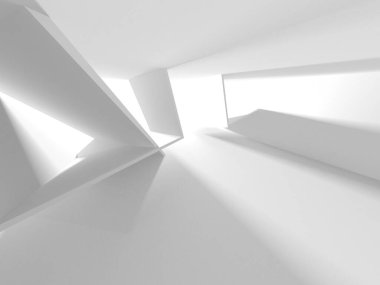 Beyaz Modern Arkaplan. Soyut Bina Konsepti. 3d Hazırlama