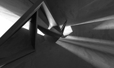 Soyut mimari iç plan. Boş beton oda. 3d hazırlayıcı