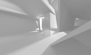 Beyaz Modern Arkaplan. Soyut Bina Konsepti. 3d Hazırlama