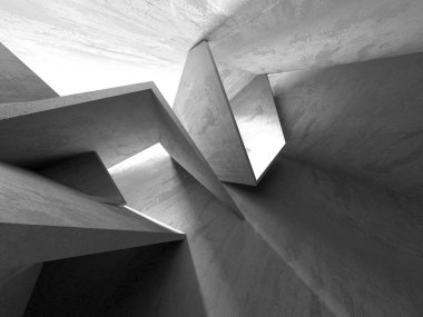 Soyut mimari arka plan. İçi boş beton döşeme. 3d hazırlayıcı