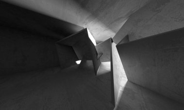 Soyut mimari arka plan. İçi boş beton döşeme. 3d hazırlayıcı