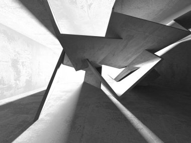 Soyut mimari iç plan. Boş beton oda. 3d hazırlayıcı