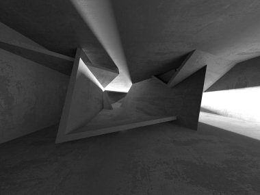 Soyut mimari iç plan. Boş beton oda. 3d hazırlayıcı