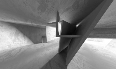 Soyut mimari arka plan. İçi boş beton döşeme. 3d hazırlayıcı