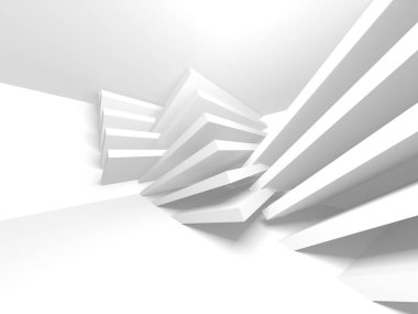 Beyaz Modern Arkaplan. Soyut Bina Konsepti. 3d Hazırlama