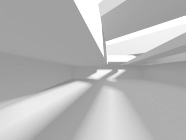 Aydınlatılmış koridor iç tasarımı. Boş Oda İç mimarisi. 3 Boyutlu Hazırlama