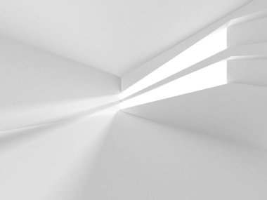 Aydınlatılmış koridor iç tasarımı. Boş Oda İç mimarisi. 3 Boyutlu Hazırlama