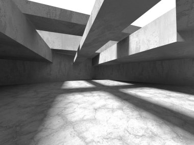 Soyut mimari iç plan. Boş beton oda. 3d hazırlayıcı