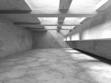 Soyut mimari iç plan. Boş beton oda. 3d hazırlayıcı