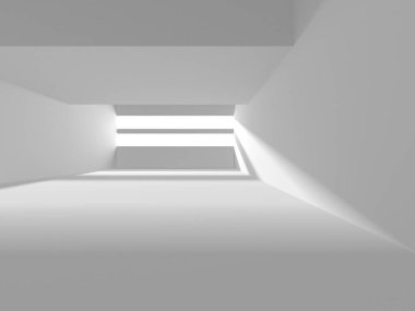 Beyaz Modern Arkaplan. Soyut Bina Konsepti. 3d Hazırlama