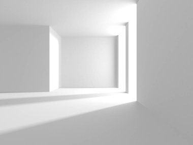 Aydınlatılmış koridor iç tasarımı. Boş Oda İç mimarisi. 3 Boyutlu Hazırlama