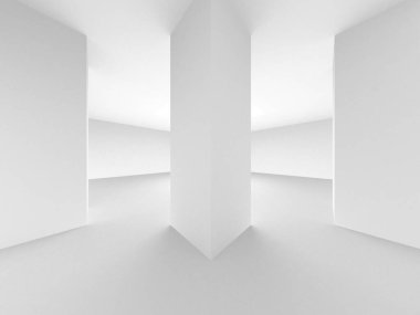 Beyaz Modern Arkaplan. Soyut Bina Konsepti. 3d Hazırlama