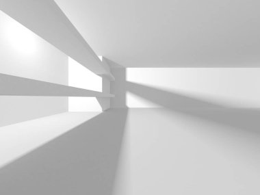 Aydınlatılmış koridor iç tasarımı. Boş Oda İç mimarisi. 3 Boyutlu Hazırlama