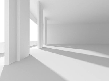 Aydınlatılmış koridor iç tasarımı. Boş Oda İç mimarisi. 3 Boyutlu Hazırlama