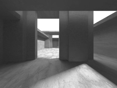 Soyut mimari iç plan. Boş beton oda. 3d hazırlayıcı