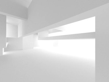 Soyut Beyaz Mimari Tasarım Konsepti. 3d Görüntüleme
