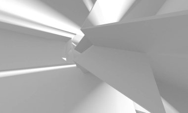 Soyut Beyaz Mimari Tasarım Konsepti. 3d Görüntüleme