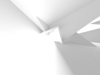 Soyut Beyaz Mimari Tasarım Konsepti. 3d Görüntüleme