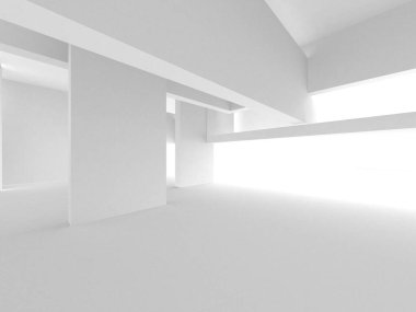 Soyut Beyaz Mimari Tasarım Konsepti. 3d Görüntüleme