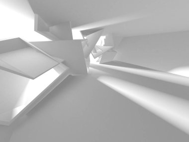 Soyut Beyaz Mimari Tasarım Konsepti. 3d Görüntüleme