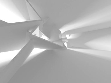 Soyut Beyaz Mimari Tasarım Konsepti. 3d Görüntüleme