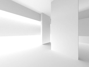 Soyut Beyaz Mimari Tasarım Konsepti. 3d Görüntüleme