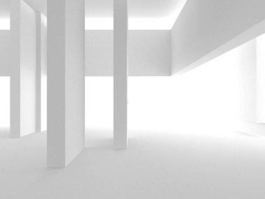 Soyut Beyaz Mimari Tasarım Konsepti. 3d Görüntüleme