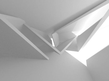 Soyut Beyaz Mimari Tasarım Konsepti. 3d Görüntüleme