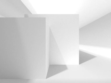 Soyut Beyaz Mimari Tasarım Konsepti. 3d Görüntüleme