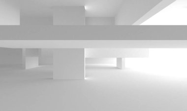 Soyut Beyaz Mimari Tasarım Konsepti. 3d Görüntüleme
