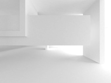 Soyut Beyaz Mimari Tasarım Konsepti. 3d Görüntüleme