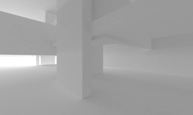 Soyut Beyaz Mimari Tasarım Konsepti. 3d Görüntüleme
