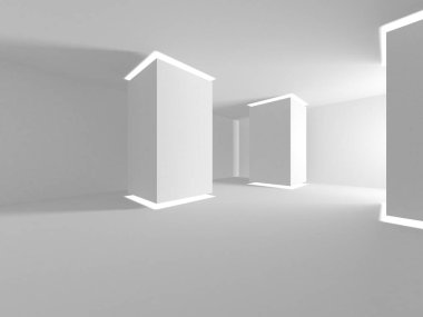 Soyut Beyaz Mimari Tasarım Konsepti. 3d Görüntüleme