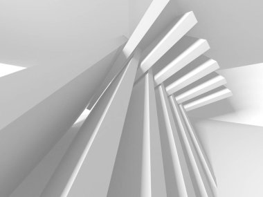 Soyut Beyaz Mimari Tasarım Konsepti. 3d Görüntüleme