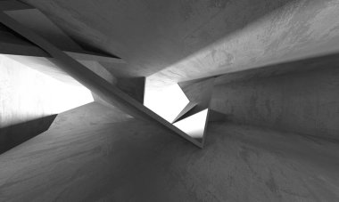 Dark Beton Duvar Mimarisi. Boş Oda. 3d Görüntüleme