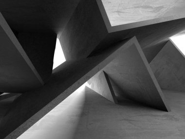 Dark Beton Duvar Mimarisi. Boş Oda. 3d Görüntüleme