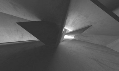 Dark Beton Duvar Mimarisi. Boş Oda. 3d Görüntüleme