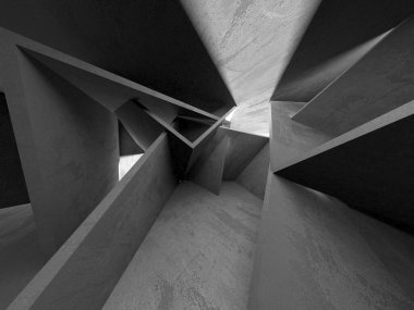 Dark Beton Duvar Mimarisi. Boş Oda. 3d Görüntüleme