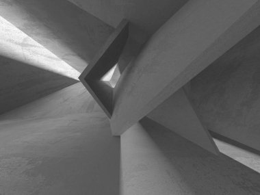 Dark Beton Duvar Mimarisi. Boş Oda. 3d Görüntüleme