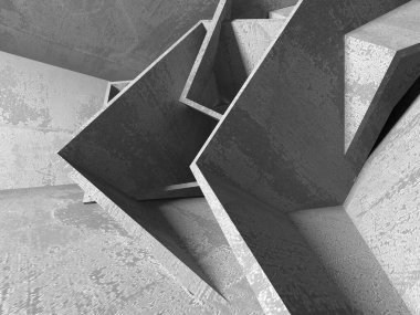 Dark Beton Duvar Mimarisi. Boş Oda. 3d Görüntüleme