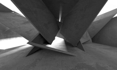 Dark Beton Duvar Mimarisi. Boş Oda. 3d Görüntüleme