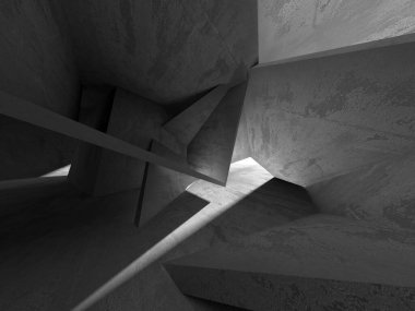 Dark Beton Duvar Mimarisi. Boş Oda. 3d Görüntüleme