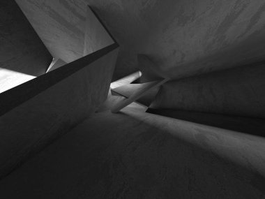 Dark Beton Duvar Mimarisi. Boş Oda. 3d Görüntüleme