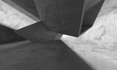 Dark Beton Duvar Mimarisi. Boş Oda. 3d Görüntüleme