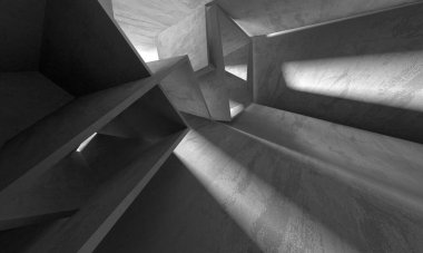 Dark Beton Duvar Mimarisi. Boş Oda. 3d Görüntüleme