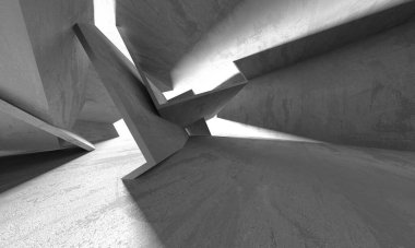 Dark Beton Duvar Mimarisi. Boş Oda. 3d Görüntüleme