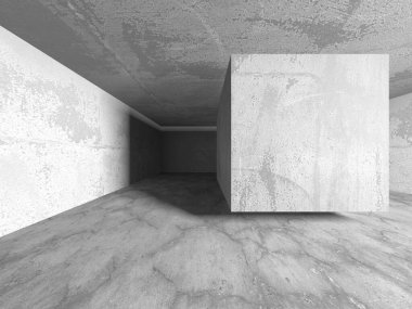 Dark Beton Duvar Mimarisi. Boş Oda. 3d Görüntüleme