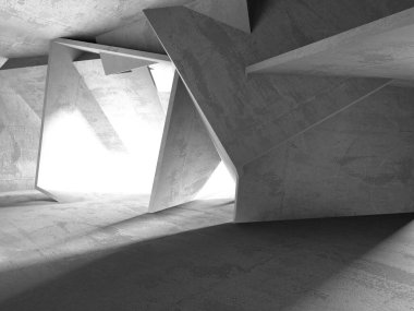 Dark Beton Duvar Mimarisi. Boş Oda. 3d Görüntüleme